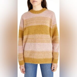Madewell ‘Otis’ Space Dye Pullover Sweater in Pink and Olive - Size Medium NWT